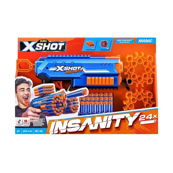 X-Shot Insanity Manic Blaster - High-Capacity Foam Dart Blaster for Intense Battle Action - Image 2