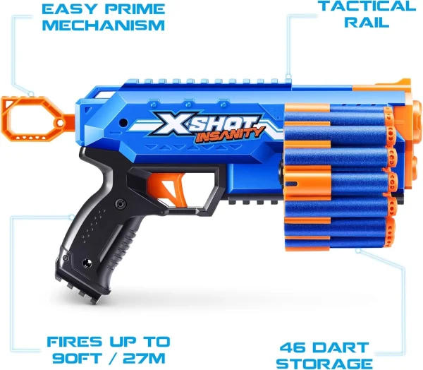 X-Shot Insanity Manic Blaster - High-Capacity Foam Dart Blaster for Intense Battle Action - Image 5