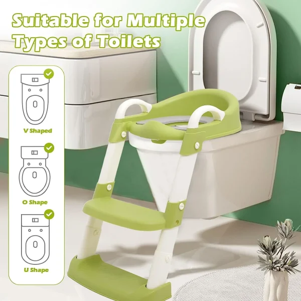 Green Potty Training Toilet Seat for Toddlers - Comfortable and Anti-Slip Design with Splash Guard - Image 3