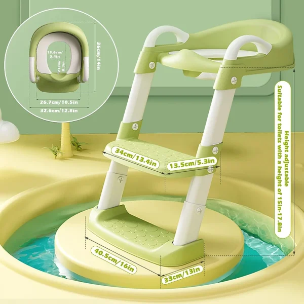 Green Potty Training Toilet Seat for Toddlers - Comfortable and Anti-Slip Design with Splash Guard