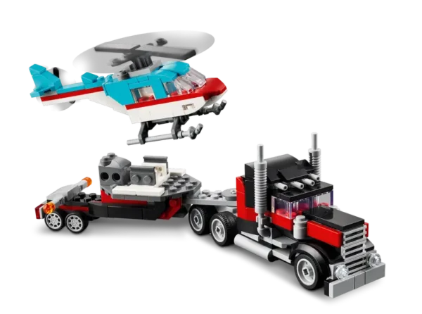 ليجو كريتور 3 في 1: الشاحنة المسطحة مع الهليكوبتر – LEGO Creator 3-in-1 Flatbed Truck with Helicopter (31146) - Image 13