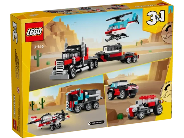 ليجو كريتور 3 في 1: الشاحنة المسطحة مع الهليكوبتر – LEGO Creator 3-in-1 Flatbed Truck with Helicopter (31146) - Image 8