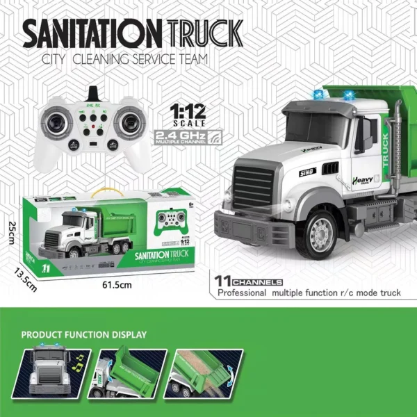 Remote Control Sanitation Truck – 2.4GHz City Cleaning Vehicle - Image 2