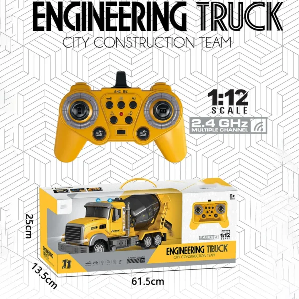 1:12 RC Cement Mixer Truck – Remote Control Construction Vehicle - Image 2