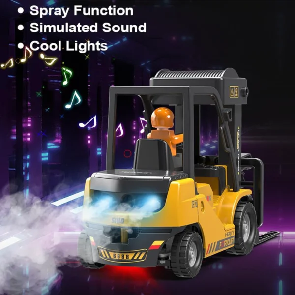 11-Channel RC Forklift with Spray, Lights & Sound – Realistic Engineering Toy - Image 6