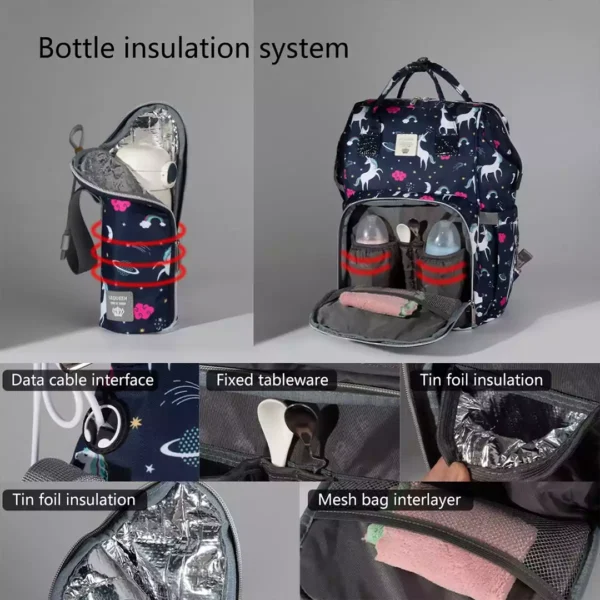 شنطة الأمومة الأصلية من ليكوين – الجيل السابع دايموند – مقاومة للمياه Lequeen Diamond 7th Edition – Waterproof Original Mommy Bag - Image 3