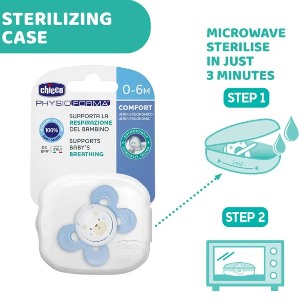 Chicco Physio Comfort Silicone Soother – Blue – BPA Free - Image 7